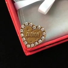 Dior JADior Damen-Ring aus Messing in Herzform mit Logo-Muster und Diamanten