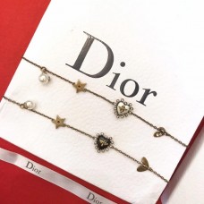 Dior White Pearl Bell-Herzförmiges Damen-Armband aus Messing mit Diamanten Weiß/Schwarz