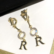 Christian Dior Dangle Logo Diamonds Pendant Damen-Ohrringe mit gelber Vergoldung und langen Quasten