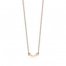 Tiffany T Female Small Glaze Smile Face Anhänger Halskette Gelbgold/Silber Kopie