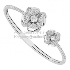 Bvlgari Fiorever-Armband aus Weißgold mit zwei zentralen Diamanten und Pavé-Diamanten Rabatt