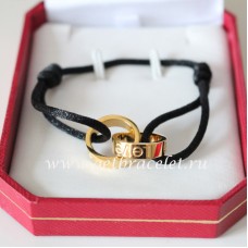 Cartier Double Ring Love Armband Gelbgold Schwarzes Seil Cartier Double Ring Love Armband Gelbgold Schwarzes Seil