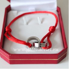 Cartier Double Ring Love Armband Weißgold Rotes Seil Cartier Double Ring Love Armband Weißgold Rotes Seil