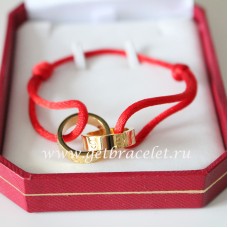 Cartier Double Ring Love Armband Gelbgold Rotes Seil Cartier Double Ring Love Armband Gelbgold Rotes Seil