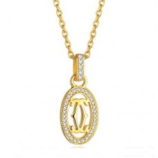 Cartier-Logo-Doppel-C-Halskette aus Gelbgold mit Diamanten Cartier-Logo-Doppel-C-Halskette aus Gelbgold mit Diamanten