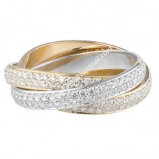 Cartier Trinity Ring Weißgold/Gelber Gott/Roségold mit Pavé-Diamanten Cartier Trinity Ring Weißgold/Gelber Gott/Roségold mit Pavé-Diamanten
