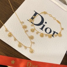 Christian Dior Rose Des Vents Fünf-Motiv, achtzackiger Stern, Diamanten, weiße MOP-Anhänger, Damen-Armband/Halskette mit Gelbgoldbeschichtung