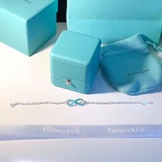 Tiffany Infinity-Silber-Doppelketten-Anhänger mit blauer Emaille-Oberfläche, Verlobungsschmuck für Damen