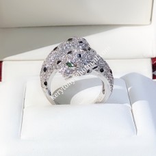 Doppelter Panthere de Cartier-Ring aus Weißgold mit Diamanten