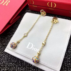 Dior La Petite Tribale Kugelförmige Anhänger-Ohrringe, weiblich, Stern-CD, asymmetrische Messing-Ohrringe mit mehrfarbigen Diamanten