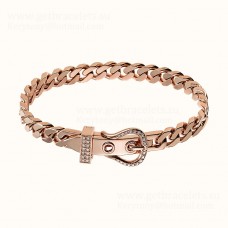 Hermes Boucle Sellier Armband aus Roségold/Weißgold mit Diamanten-Stil Hermes Boucle Sellier Armband aus Roségold/Weißgold mit Diamanten-Stil