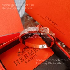 Hermes Boucle Sellier Armband aus Roségold mit Pavé-Diamanten UK Hermes Boucle Sellier Armband aus Roségold mit Pavé-Diamanten UK