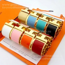 Hermes Clic Clac H Extra breites Emaille-Armband Gelbgold GM 33MM Würdig Hermes Clic Clac H Extra breites Emaille-Armband Gelbgold GM 33MM Würdig