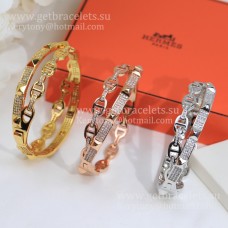 Hermes Collier de Chien Doppelschicht-Armreif Weißgold/Roségold/Gelbgold