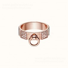 Hermes Collier de Chien Ring mit Diamanten Gelbgold/Roségold US Sale Damenschmuck