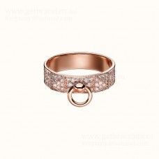 Hermes Collier de Chien Ring mit Pavé-Diamanten in Roségoldschmuck
