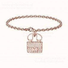 Hermes Constance Amulette-Armband aus Roségold mit Diamantschmuck