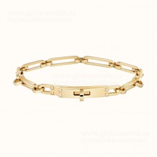 Hermes Kelly Chaine-Armband mit 6 Diamanten Silber/Gelbgold/Roségold-Juweliergeschäft