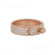 Hermes Kelly Lock Ring mit Pavé-Diamanten, Roségold/Weißgold, Pariser Woche, einzigartiger Damenschmuck