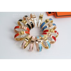 Schmales Hermes-Emaille-Scharnierarmband aus schlichter Emaille mit Roségold/Gelbgold Schmales Hermes-Emaille-Scharnierarmband aus schlichter Emaille mit Roségold/Gelbgold