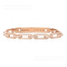 Hermes Damen Kelly Chaine Armband mit Diamanten Silber/Roségold/Gelbgold