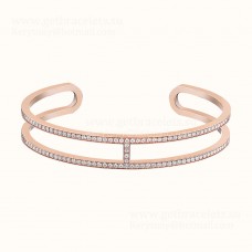 Hermes Ever Chaine Dancre-Armband mit Pavé-Diamanten im Weißgold-/Roségold-Stil Hermes Ever Chaine Dancre-Armband mit Pavé-Diamanten im Weißgold-/Roségold-Stil