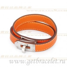 Hermes Rivale Double Wrap Armband Orange mit Silber