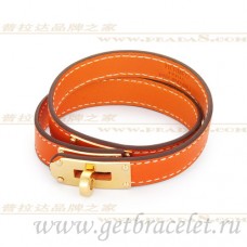 Hermes Rivale Double Wrap Armband Orange mit Gold