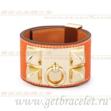 Hermes Collier de Chien Armband Orange mit Gold Hermes Collier de Chien Armband Orange mit Gold
