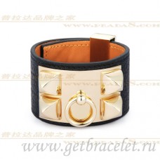 Hermes Collier de Chien Armband Schwarz mit Gold Hermes Collier de Chien Armband Schwarz mit Gold