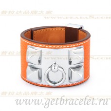 Hermes Collier de Chien Armband Orange mit Silber Hermes Collier de Chien Armband Orange mit Silber