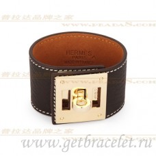 Hermes Kelly Dog Armband Braun mit Gold Hermes Kelly Dog Armband Braun mit Gold