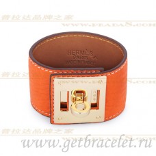 Hermes Kelly Dog Armband Orange mit Gold Hermes Kelly Dog Armband Orange mit Gold