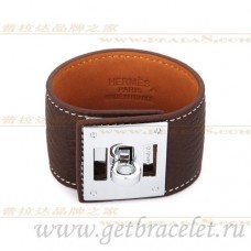 Hermes Kelly Dog Armband Braun mit Silber Hermes Kelly Dog Armband Braun mit Silber