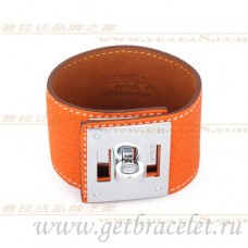 Hermes Kelly Dog Armband Orange mit Silber