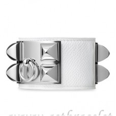 Hermes Collier de Chien Armband Weiß mit Silber Hermes Collier de Chien Armband Weiß mit Silber