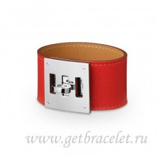 Hermes Kelly Dog Armband Rot mit Silber Hermes Kelly Dog Armband Rot mit Silber