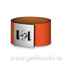 Hermes Kelly Dog Armband Orange mit Silber