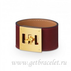Hermes Kelly Dog Armband Kaffee mit Gold Hermes Kelly Dog Armband Kaffee mit Gold