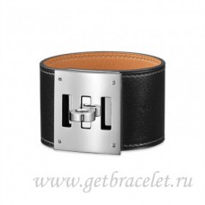 Hermes Kelly Dog Armband Schwarz mit Silber Hermes Kelly Dog Armband Schwarz mit Silber