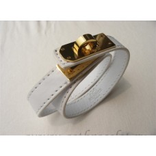 Hermes Rivale Double Wrap Armband Weiß mit Gold Hermes Rivale Double Wrap Armband Weiß mit Gold