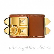 Hermes Collier de Chien Armband Braun mit Gold Hermes Collier de Chien Armband Braun mit Gold