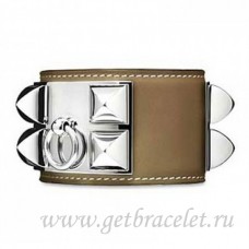 Hermes Collier de Chien Armband Taupe mit Silber Hermes Collier de Chien Armband Taupe mit Silber