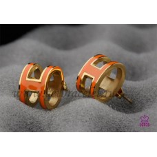Hermes Pop H Orange Ohrringe aus Gelbgold