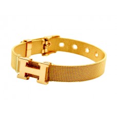 Hermes H Logo verstellbares Bandarmband Gold
