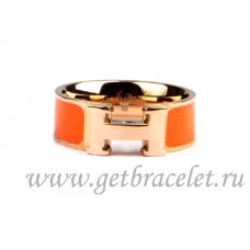 Hermès-Emaille-Clic-H-Ring aus 18-karätigem Roségold mit Orange Hermès-Emaille-Clic-H-Ring aus 18-karätigem Roségold mit Orange