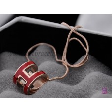 Hermes 3D Pop “H” Logo Snake Bone Red Halskette aus Roségold Hermes 3D Pop “H” Logo Snake Bone Red Halskette aus Roségold