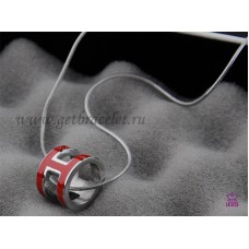 Hermes 3D Pop “H” Logo Snake Bone Red Halskette aus Weißgold Hermes 3D Pop “H” Logo Snake Bone Red Halskette aus Weißgold