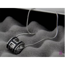 Hermes 3D Pop “H” Logo Snake Bone Black Halskette aus Weißgold Hermes 3D Pop “H” Logo Snake Bone Black Halskette aus Weißgold