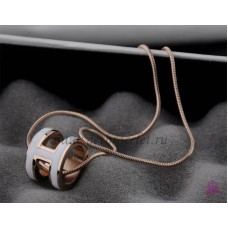 Hermes 3D Pop “H” Logo Snake Bone White Halskette aus Roségold Hermes 3D Pop “H” Logo Snake Bone White Halskette aus Roségold